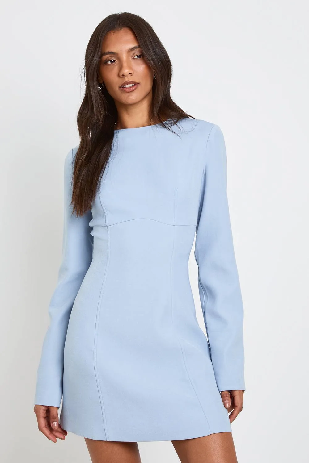 Long Sleeve Tailored Shift Dress Woven