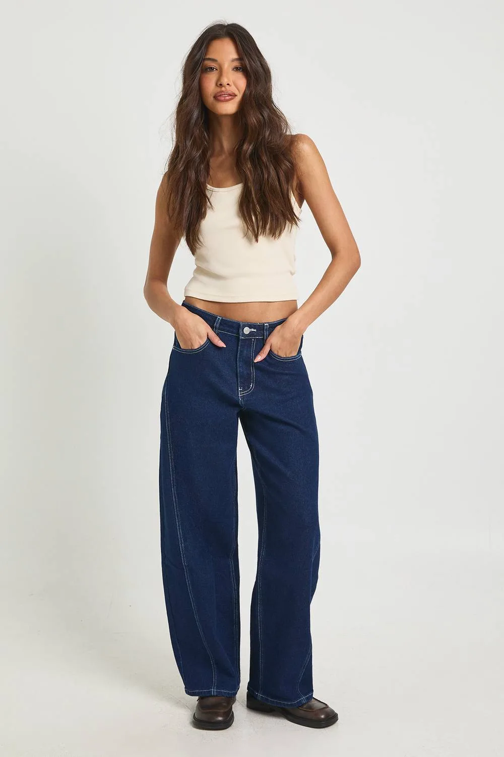 The Mid Waist Barrel Jean Denim/Cotton