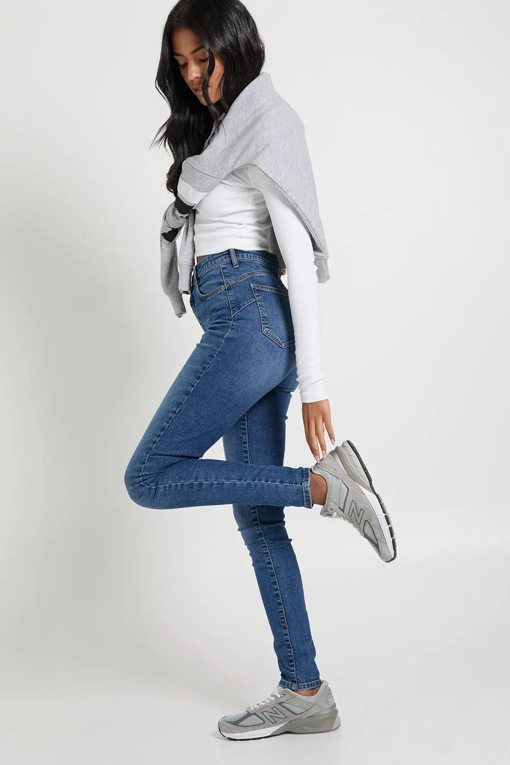 High Waist Booty Lifting Skinny Jean Cotton/Elastane/Polyurethane by boohoo