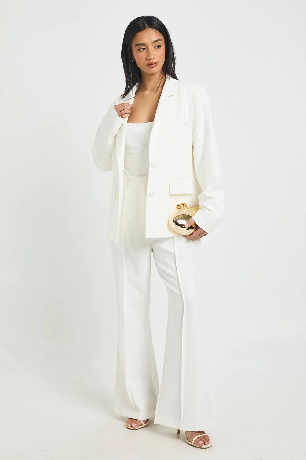 Essential Flare Leg Tailored Trousers by boohoo