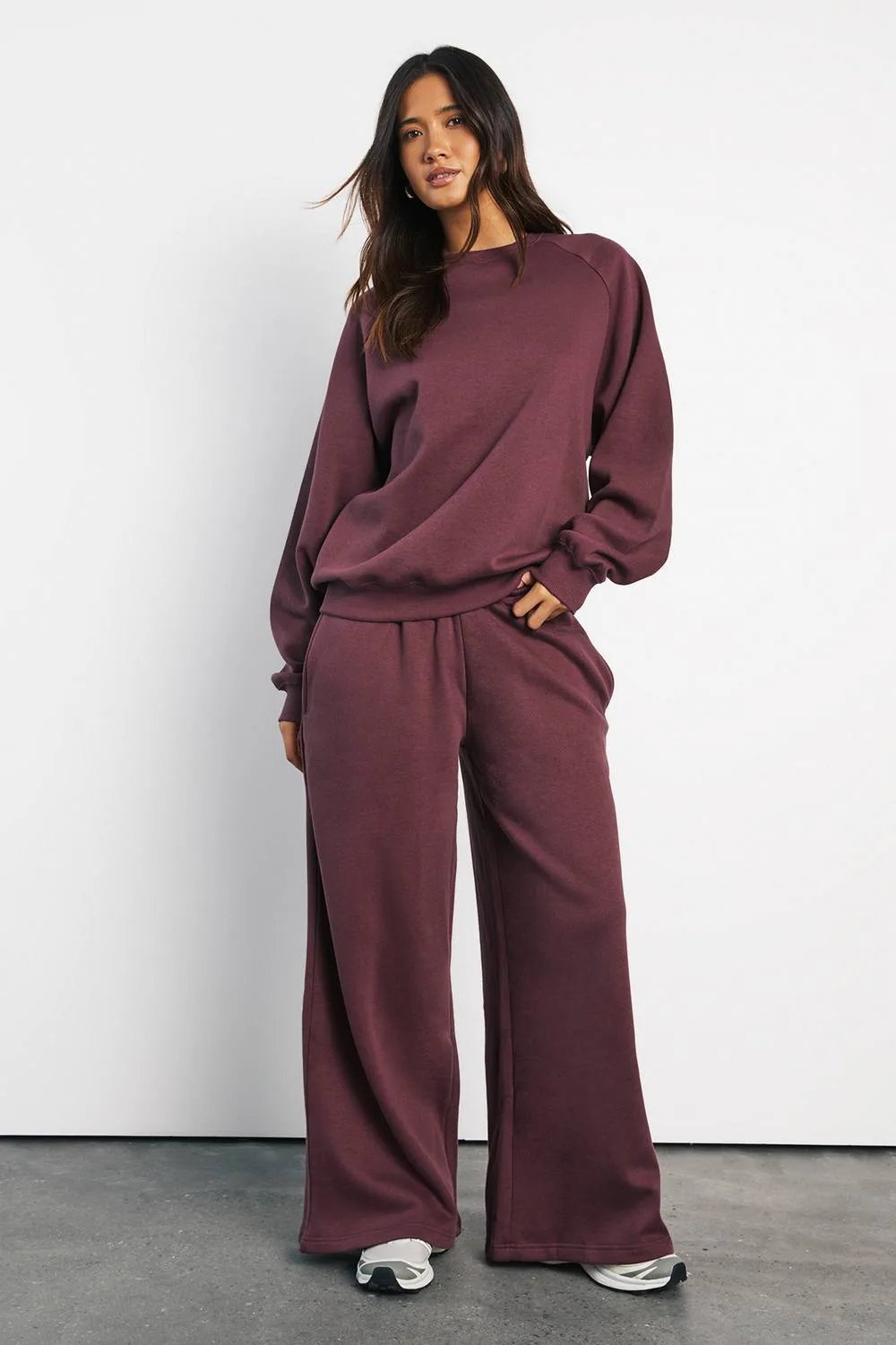 Thin Waistband Mid Rise Wide Leg Jogger Pants by boohoo