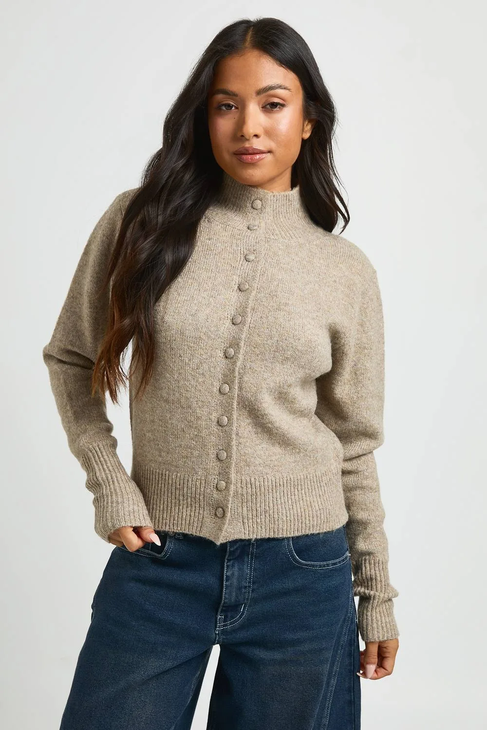 Supersoft Brushed Knit Button Cardigan