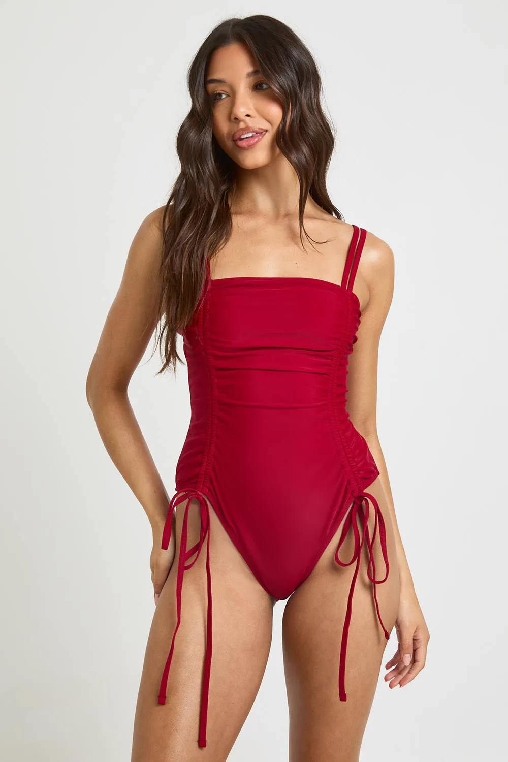Ruched Swimsuit by boohoo