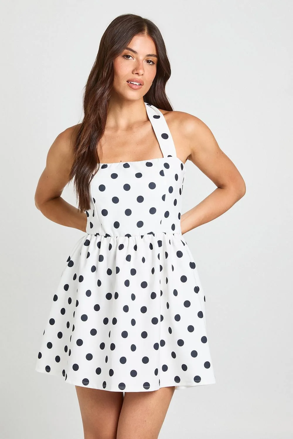 Polka Dot Square Neck Mini Dress by boohoo