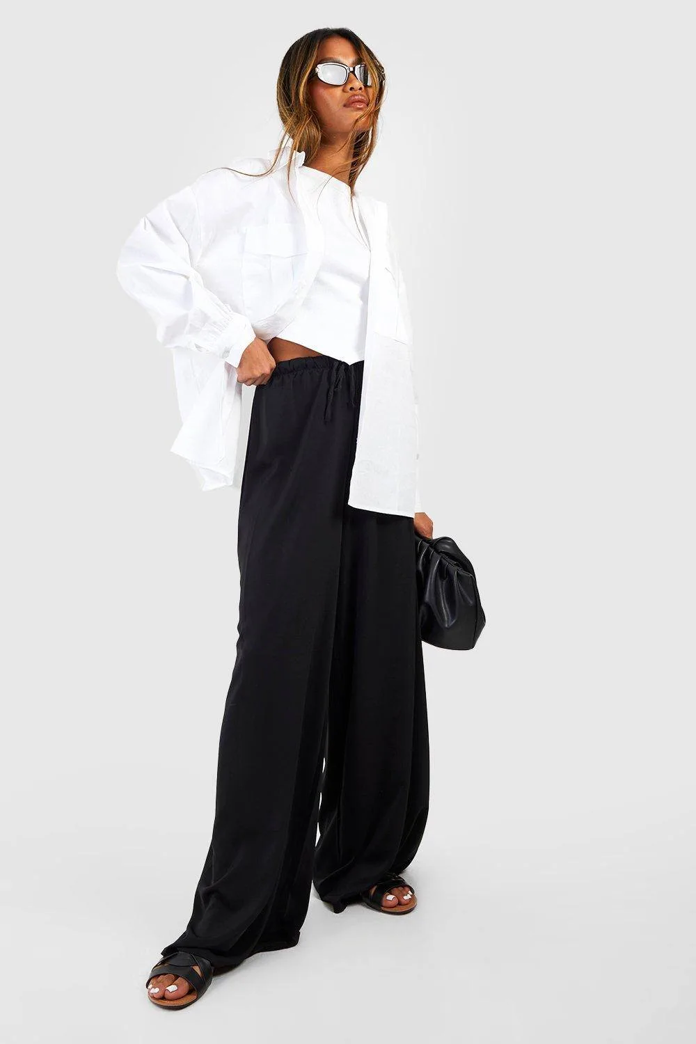 Wide Fit Floaty Trousers by boohoo