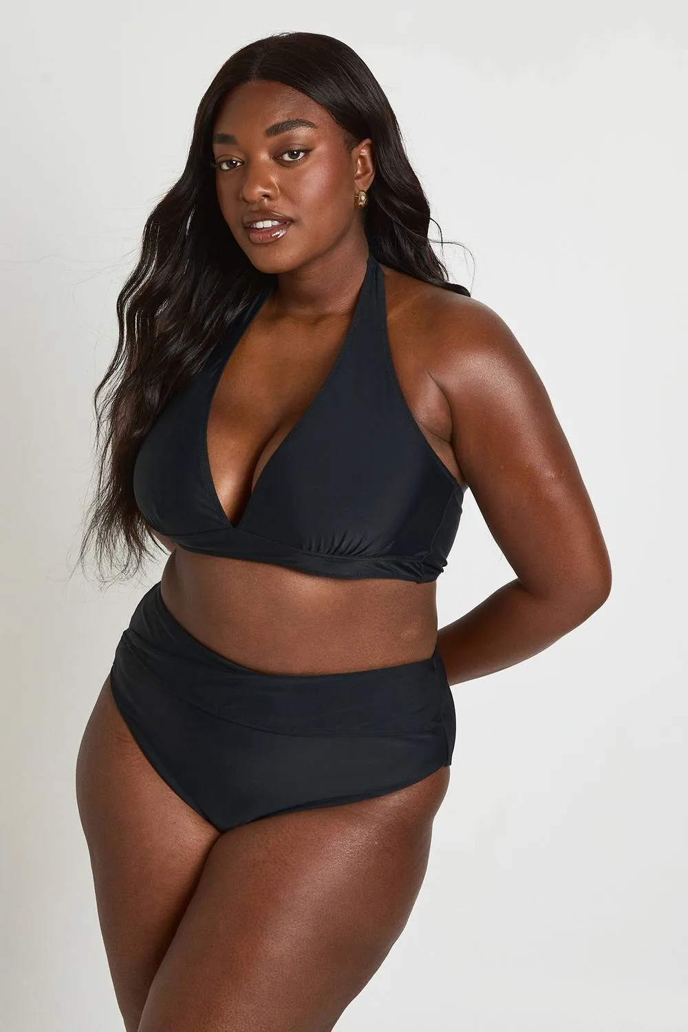 Tummy Control Wrap Over Waist Bikini Bottom by boohoo