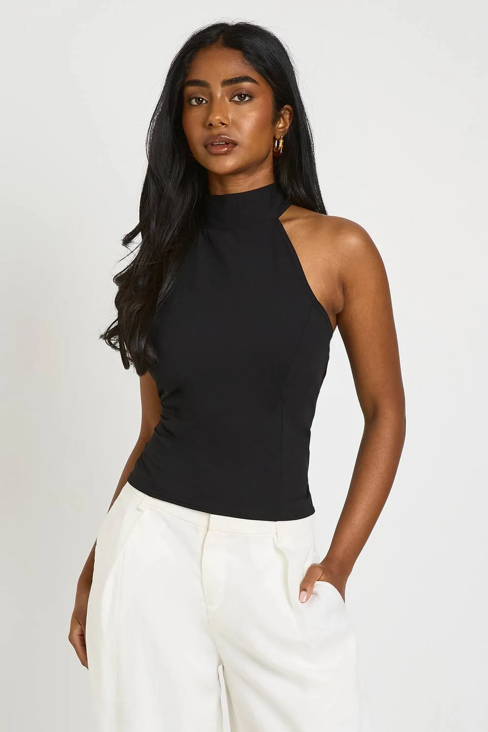 Fitted Halterneck Cinched Top by boohoo