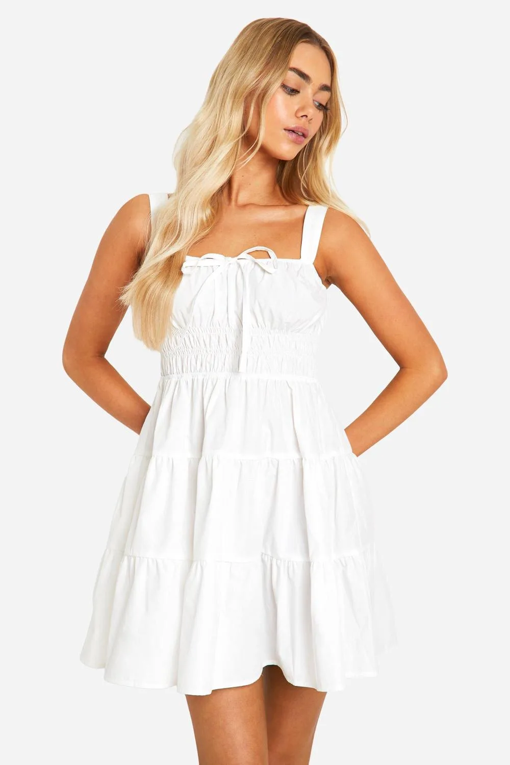 Tiered Smock Mini Dress by boohoo