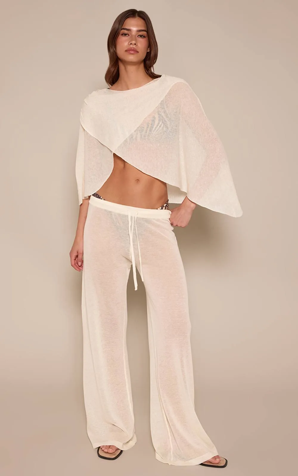 Sheer Knit Wide Leg Trousers by PrettyLittleThing