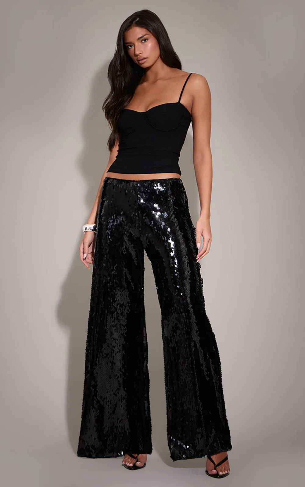 Sequin Wide Leg Floaty Trousers by PrettyLittleThing