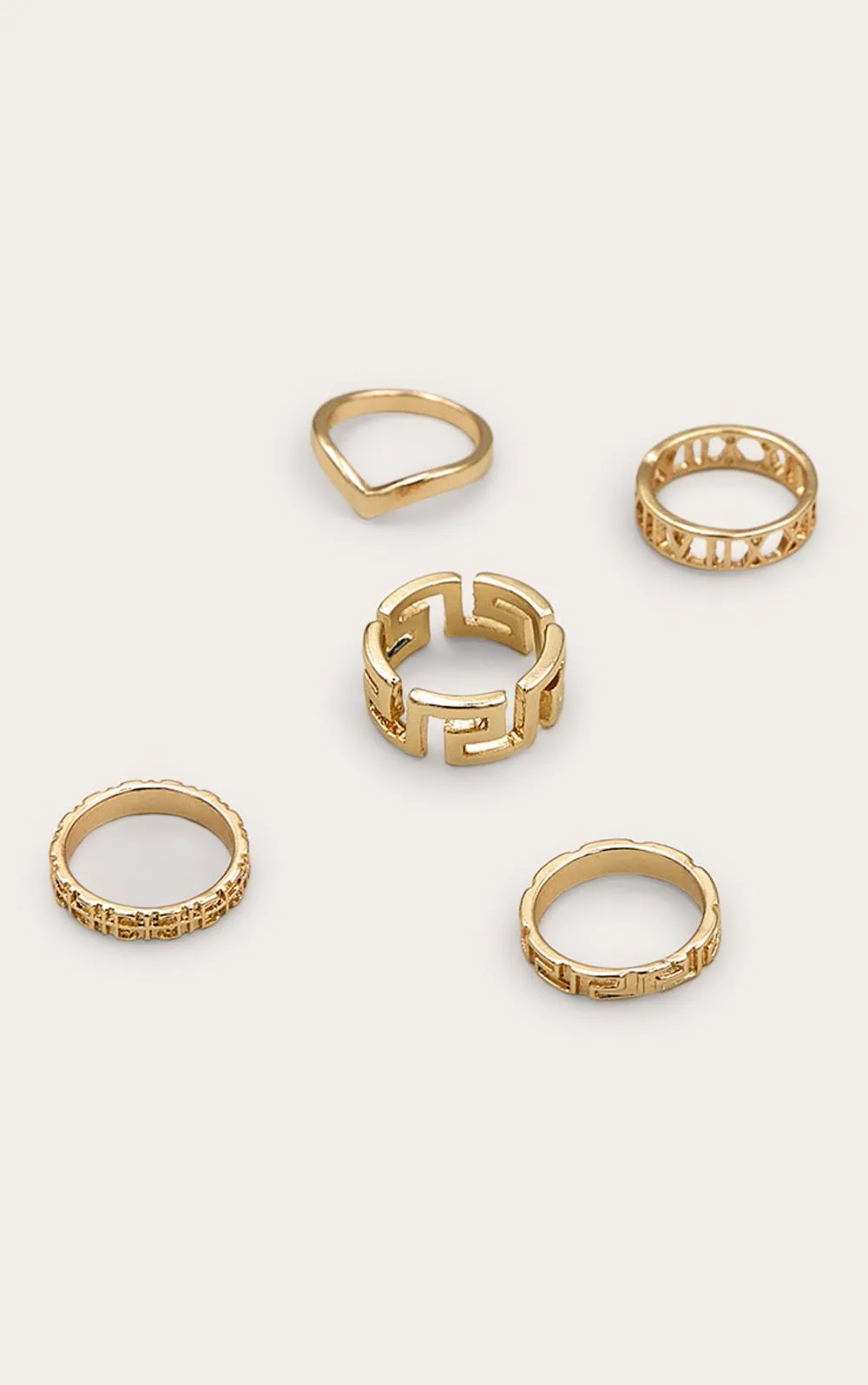 Assorted Cut Out 5 Pack Ring Set by PrettyLittleThing