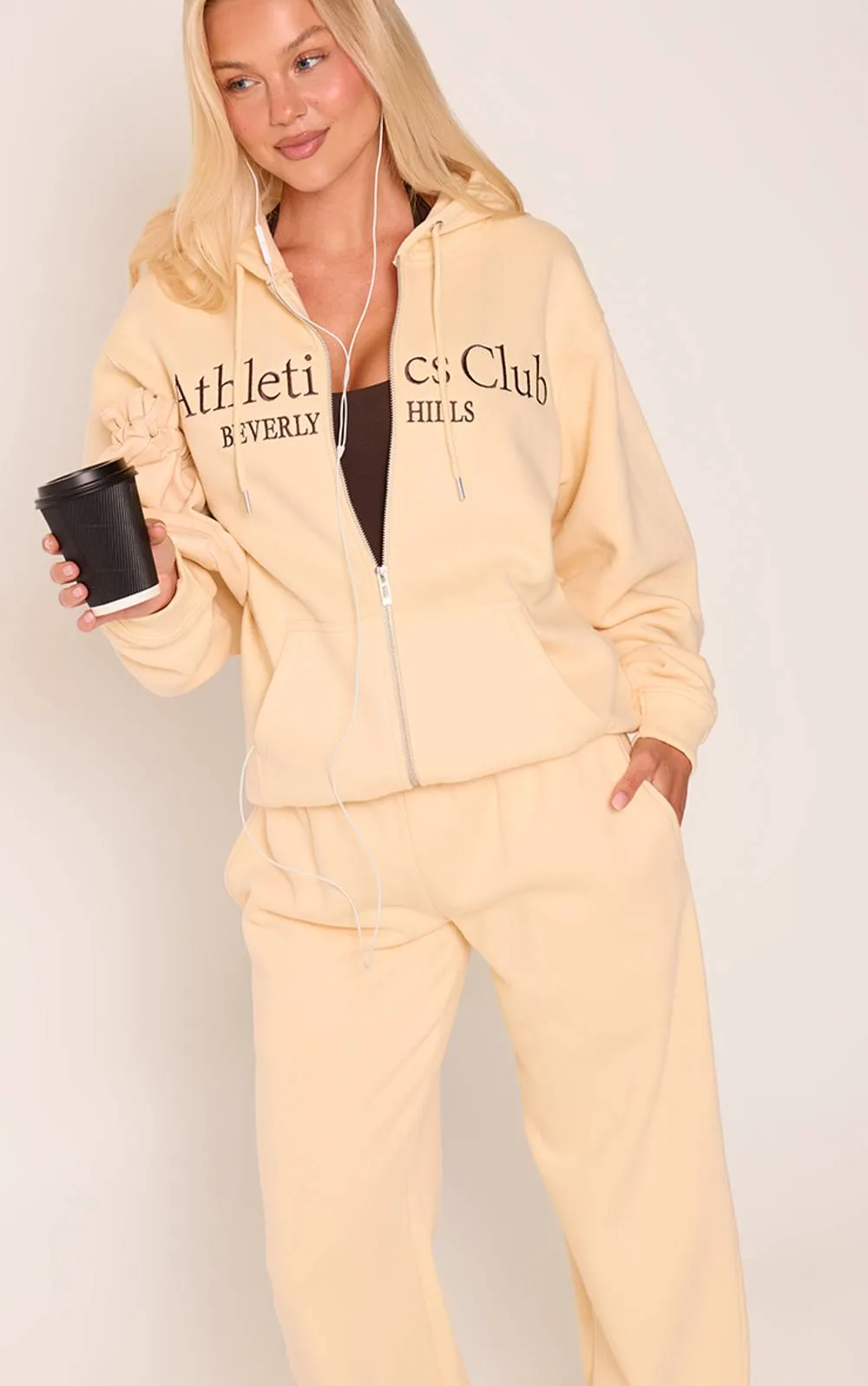 Athletics Club Embroidered Full Zip Sweat Hoodie by PrettyLittleThing