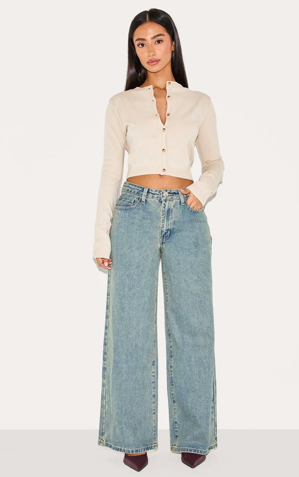 Washed Wide Leg Jeans by PrettyLittleThing