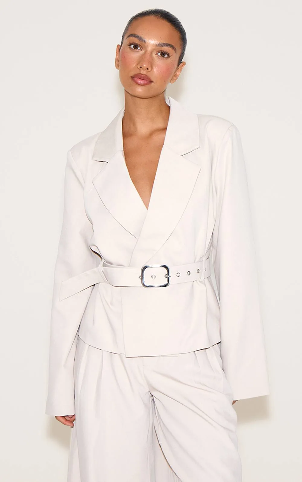 Tailored Woven Cropped Trench Co-Ord by PrettyLittleThing