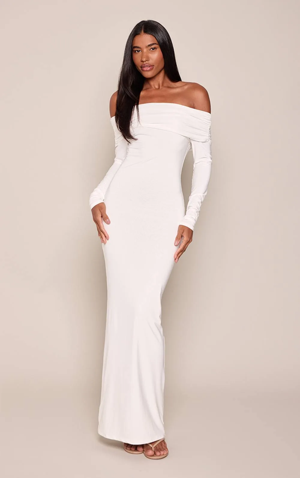 Double Layer Slinky Bardot Maxi Dress by PrettyLittleThing