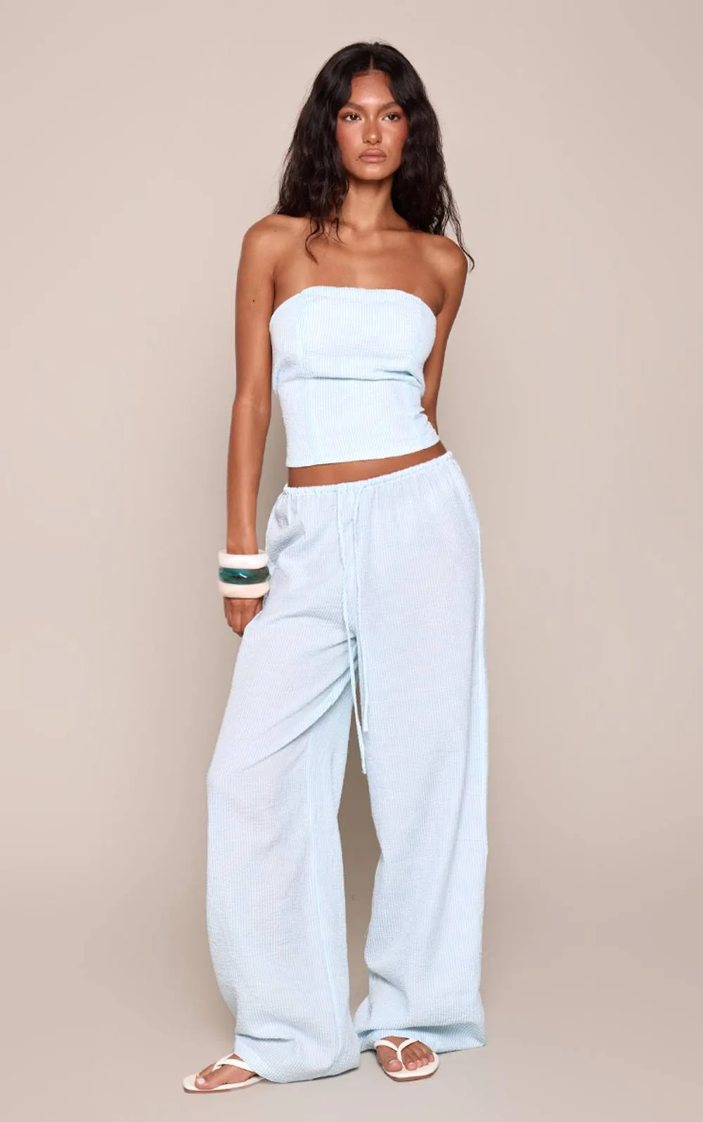Pinstripe Elasticated Trousers Co-Ord by PrettyLittleThing