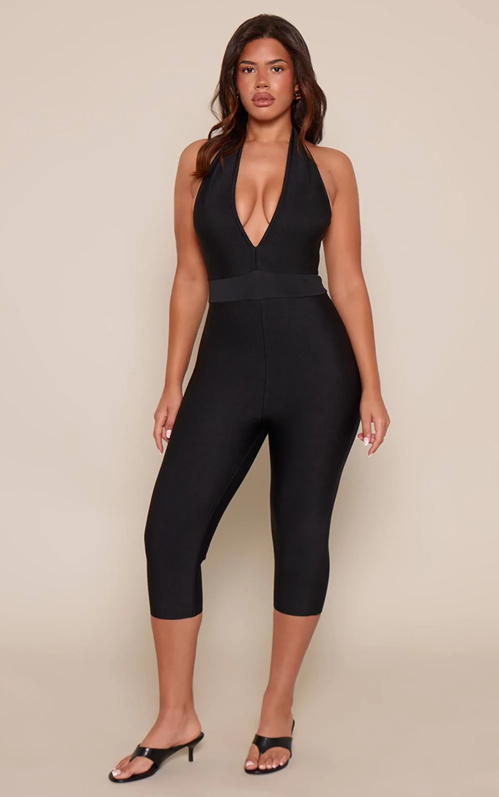 Shape Halterneck Bandage Capri Jumpsuit by PrettyLittleThing