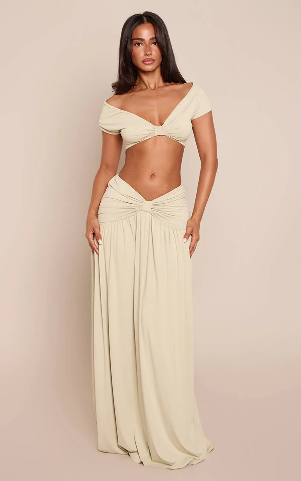 Gathered Waistband Detail Flowy Maxi Skirt Co-Ord by PrettyLittleThing