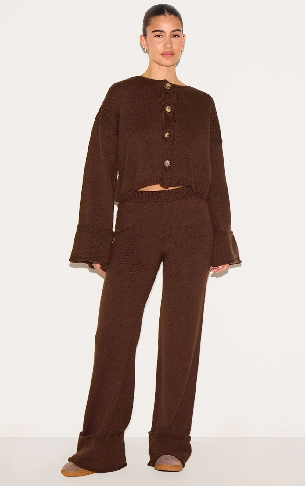 Turn Up Hem Knit Trousers by PrettyLittleThing