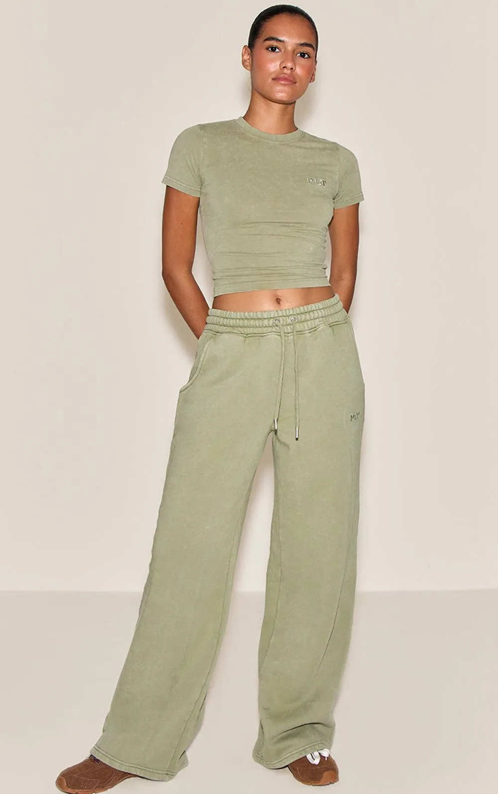 Washed Wide Leg Joggers by PrettyLittleThing