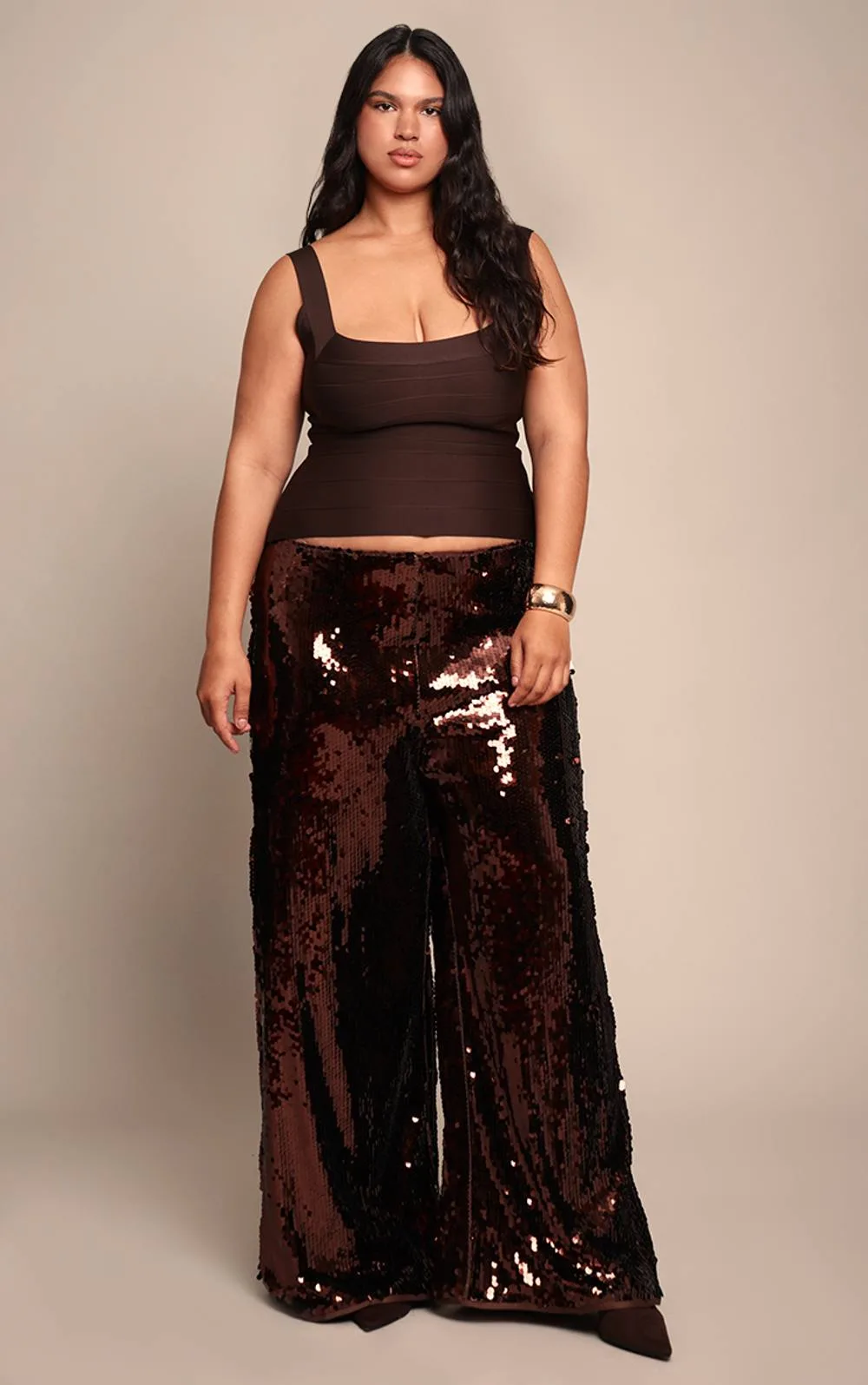 Sequin Wide Leg Floaty Trousers by PrettyLittleThing