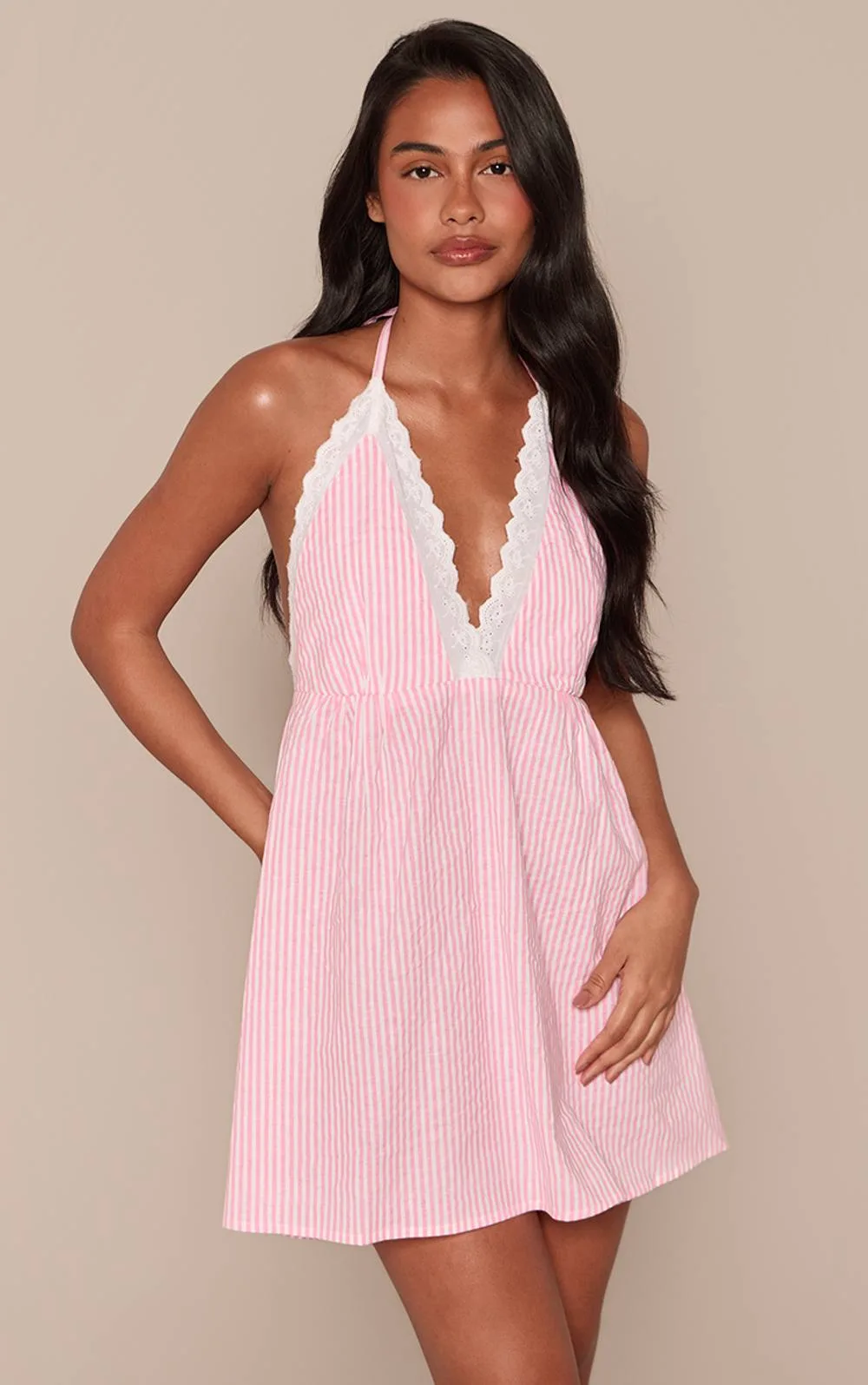 Stripe Trim Detail Shift Dress by PrettyLittleThing