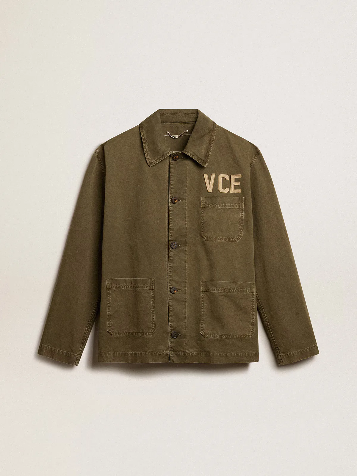 Olive-Colored Cotton Shirt by Golden Goose