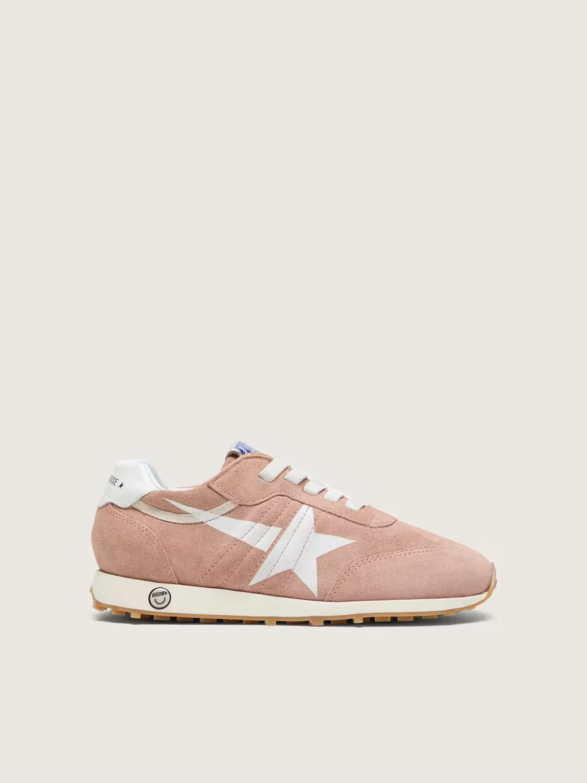 Young Marathon in Pink Suede with White Star by Golden Goose
