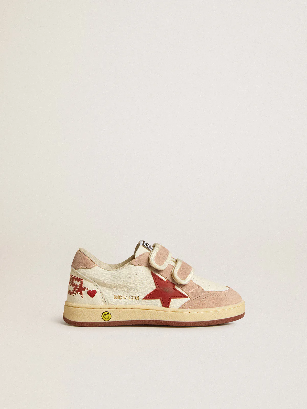 Ball Star Young in Nappa with Nappa Star and Pink Suede Heel Tab by Golden Goose