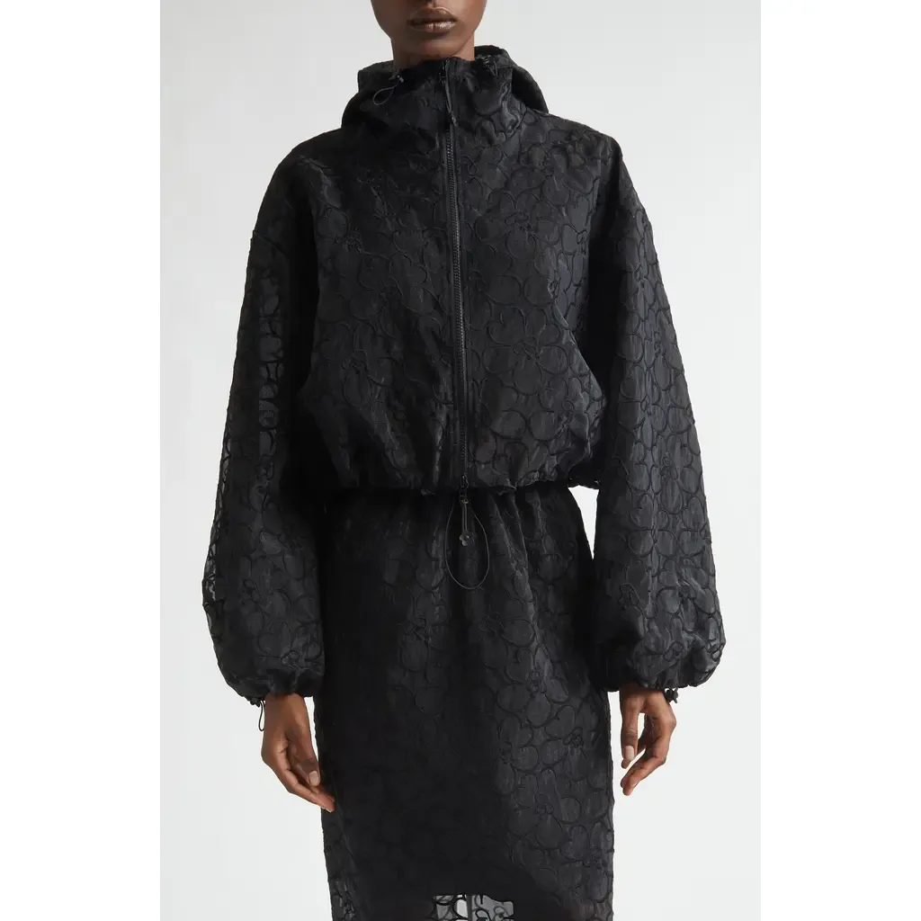 Aisha Blouson Jacket in Black Felicia Embroidery by Cecilie Bahnsen