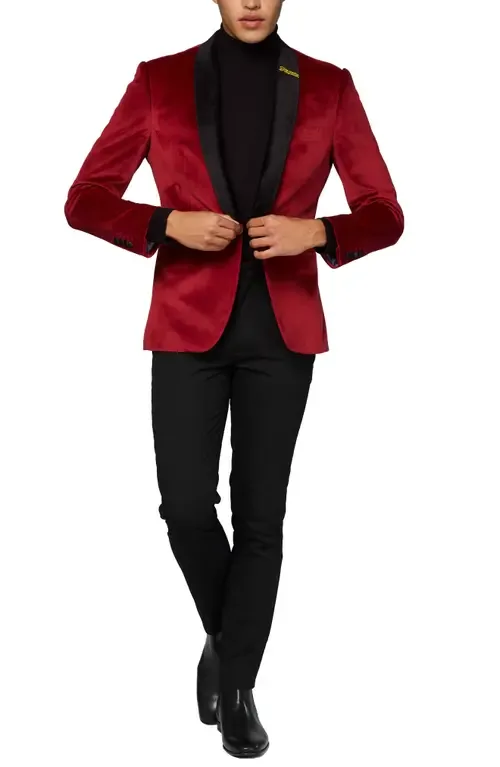 Deluxe Burgundy Velvet Dinner Jacket by OppoSuits