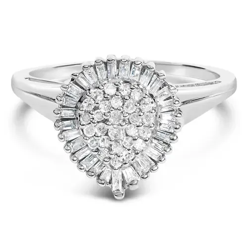 10K Gold 1/2 Cttw Diamond Domed Pave and Cluster Halo Cocktail Ring by Haus of Brilliance