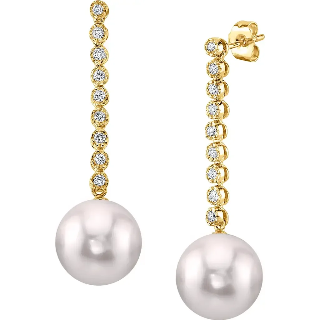 Freshwater Pearl & Diamond Serena Earrings by The Pearl Source