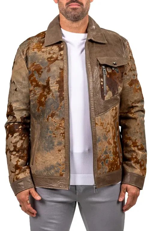 Leather & Genuine Calf Hair Jacket by Maceoo