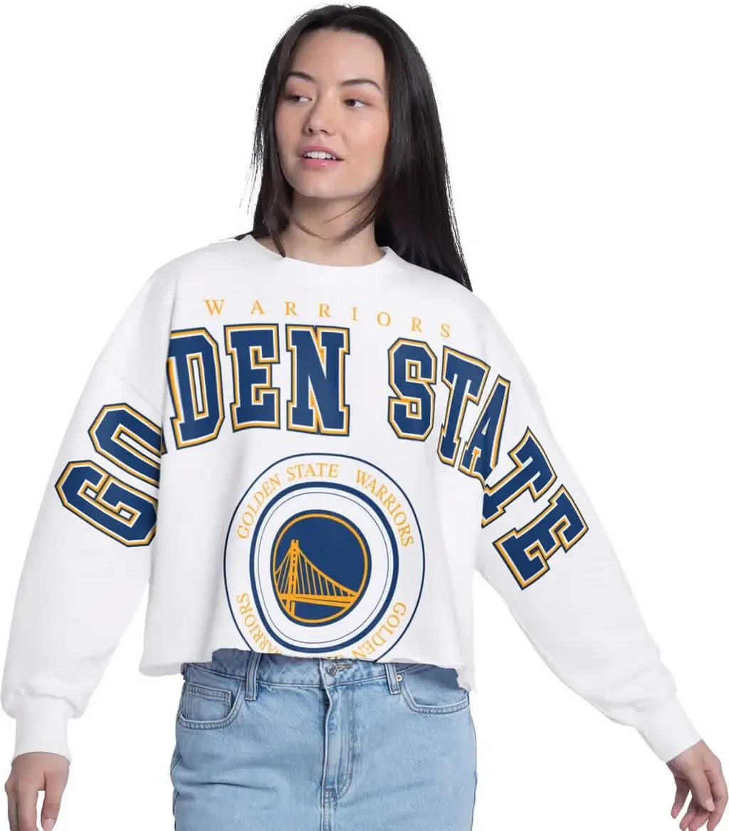 G-III 4Her by Carl Banks Golden State Warriors Bleachers Cropped French Terry Sweatshirt