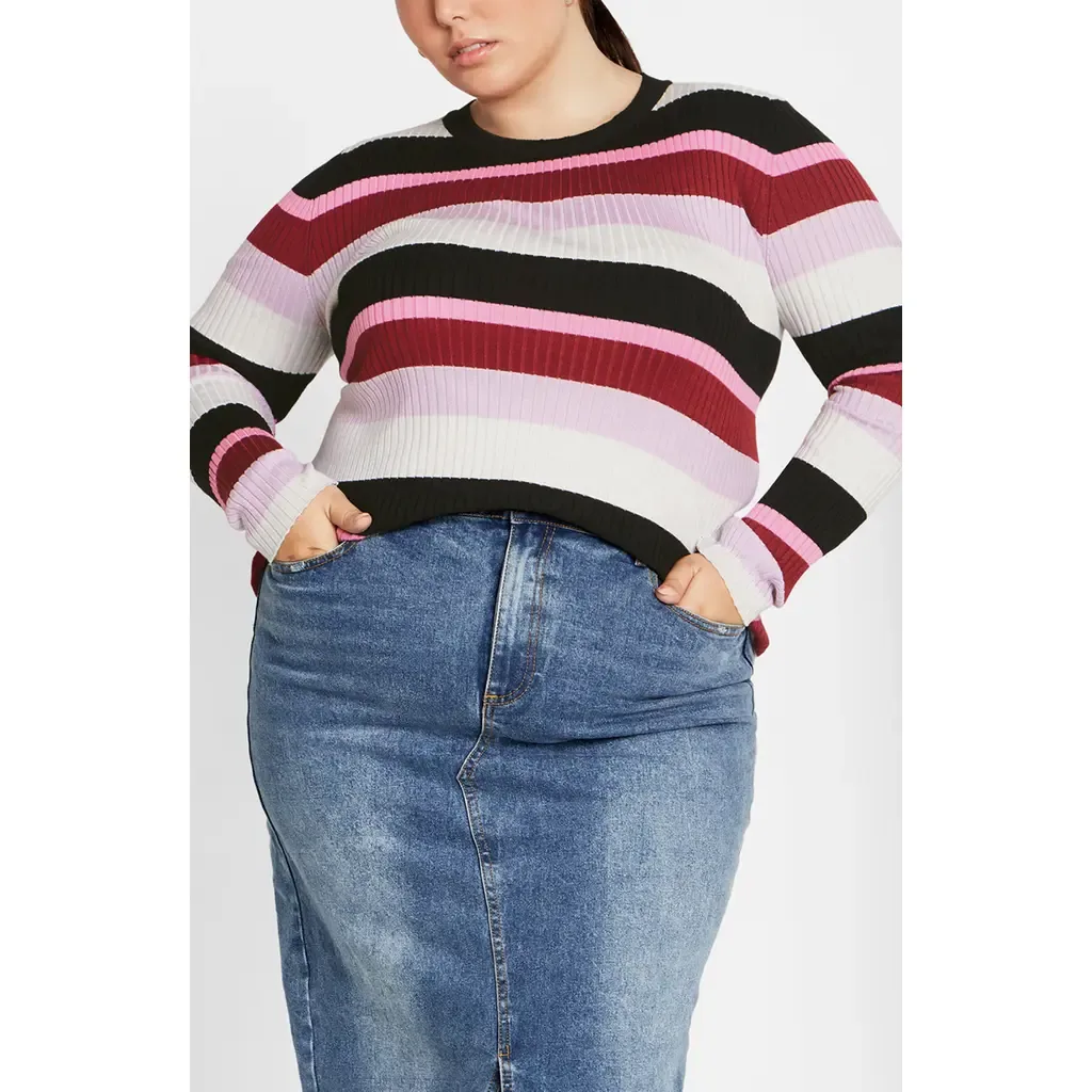 Raelyn Rib Stripe Sweater by City Chic