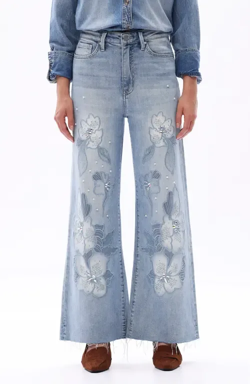 Portland Embellished High Waist Wide Leg Jeans by Bayeas