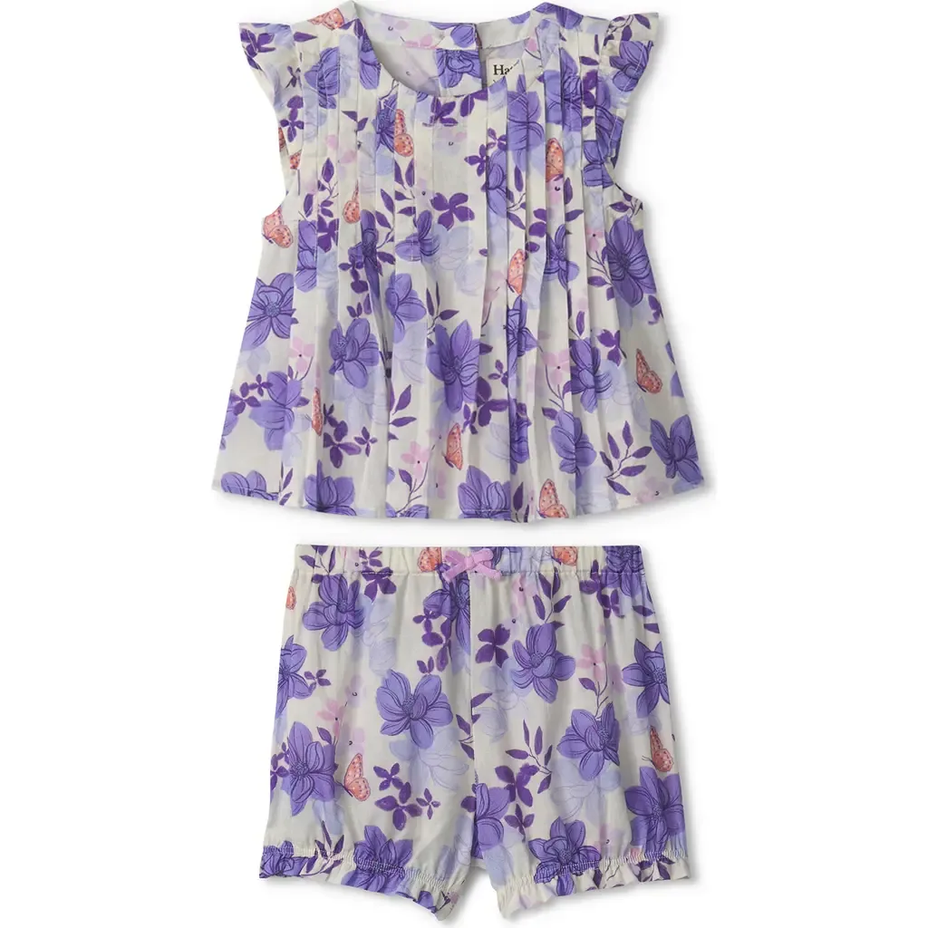Painted Magnolias Pintuck Top & Bubble Shorts Set by Hatley