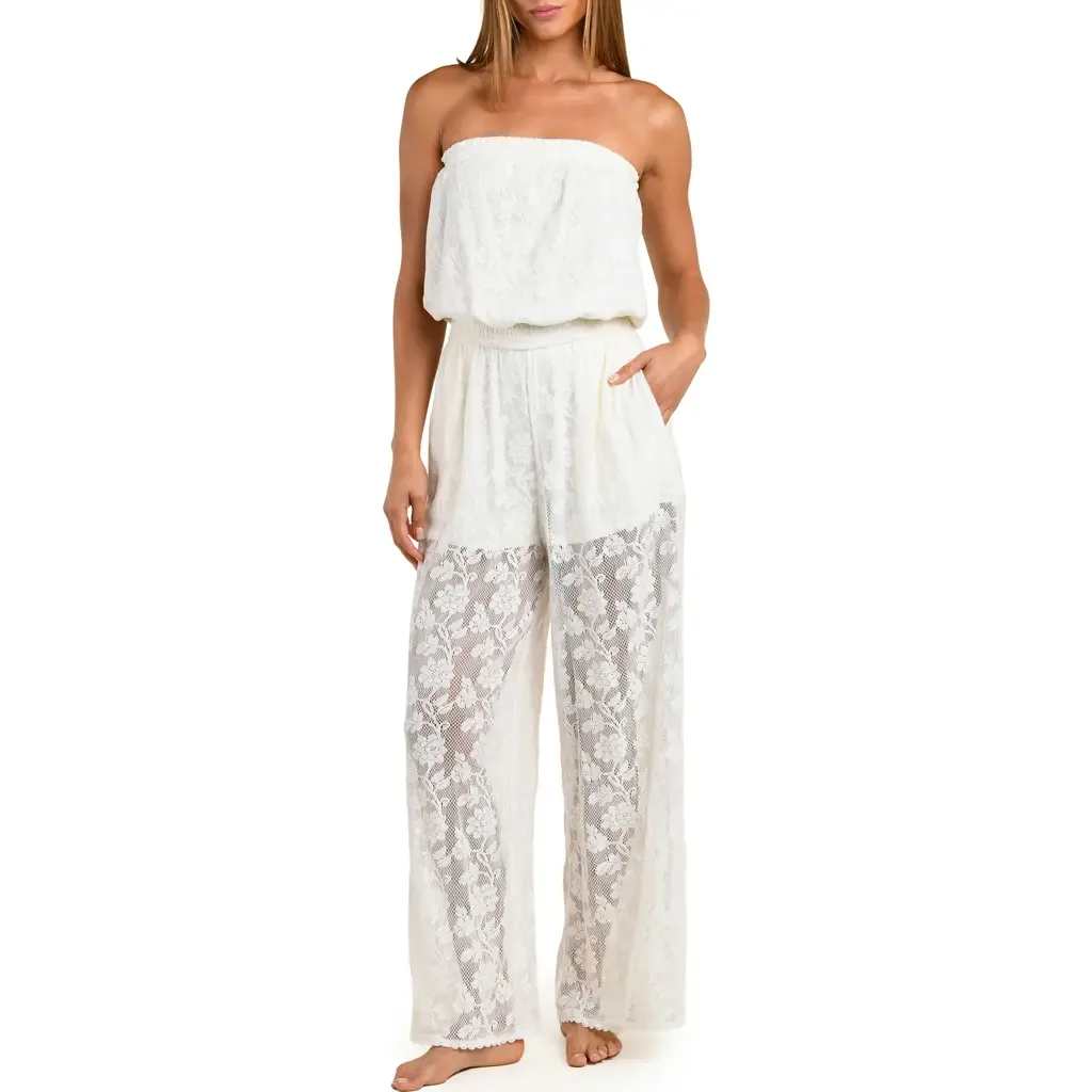 Celestial Petals Open Stitch Cover-Up Jumpsuit