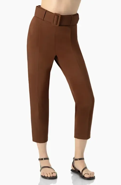 Straight-Leg Gabardine Pants with Belt by IVONNE