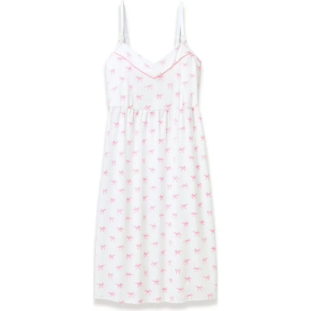 Pima Cotton Maternity Nightgown in Blushing Bows by Petite Plume