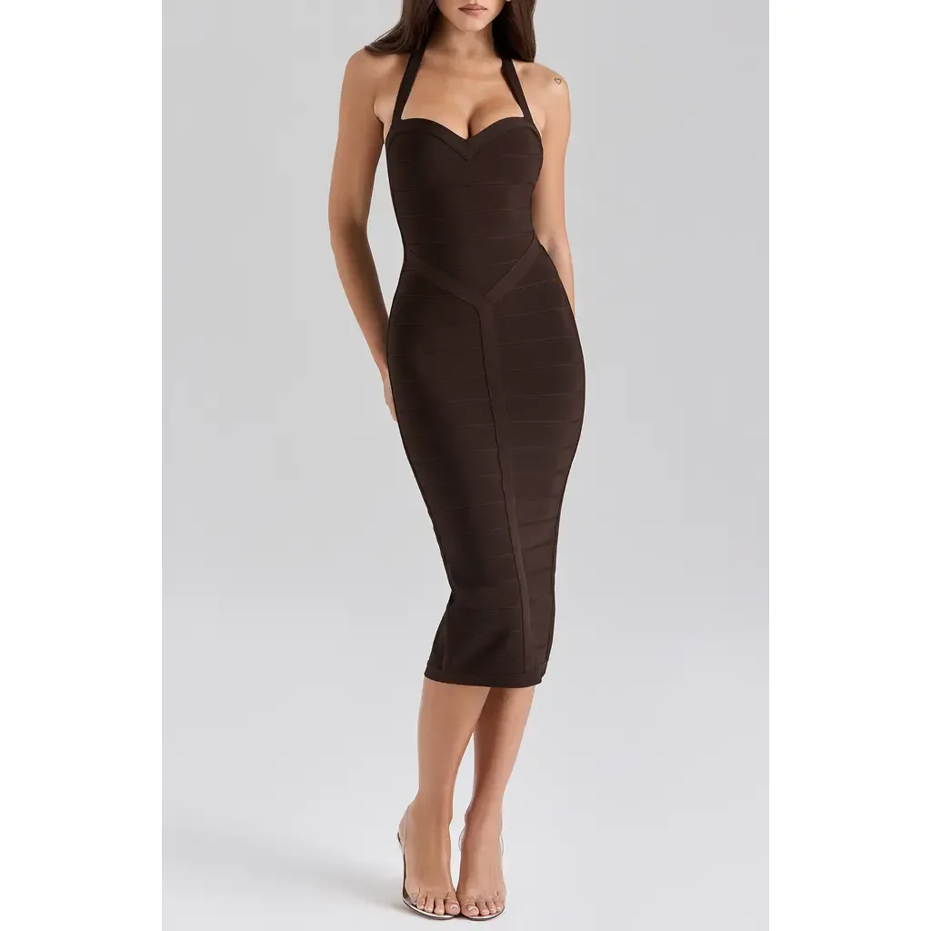 The Supermodel Halter Neck Bandage Midi Dress by HOUSE OF CB
