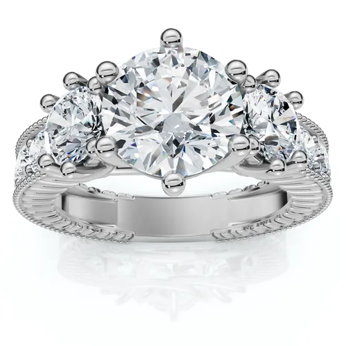 Certified 3 1/2Ct Elizabeth Diamond Engagement Vintage Ring 14k Gold Lab Grown by Bliss Diamond