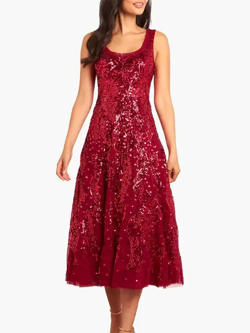 Sequin Ribbon Scoop Neck Ballerina Dress by Needle & Thread