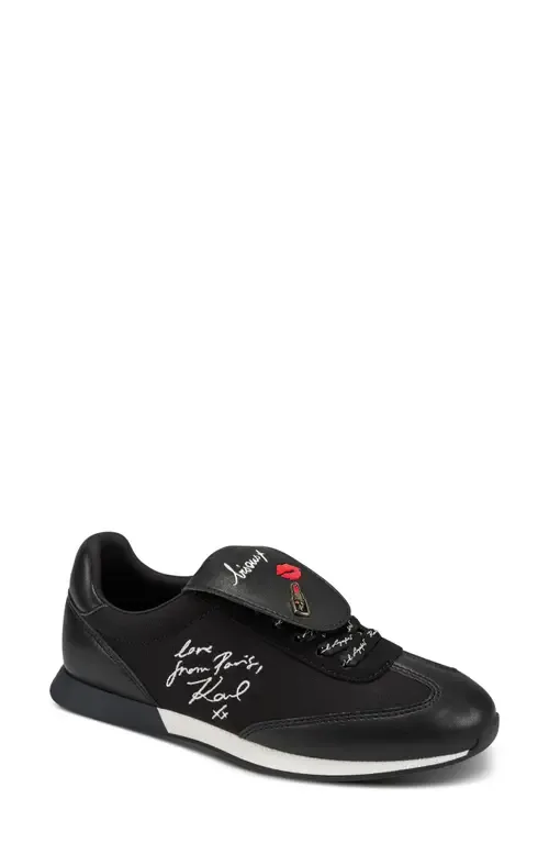 Midwood Embroidered Lace-Up Sneaker by KARL LAGERFELD PARIS