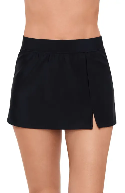 Full Coverage Skirted Swimsuit Bottom with Side Slit by Aqua Green
