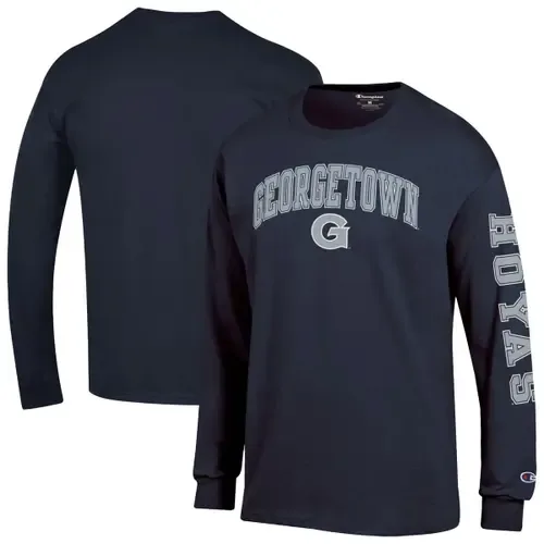 Champion Navy Georgetown Hoyas Arch Over Logo 2-Hit Long Sleeve T-Shirt
