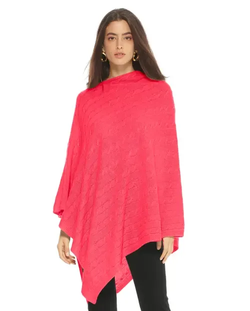 Pure Cashmere Textured Knit Poncho by Monticelli Cashmere