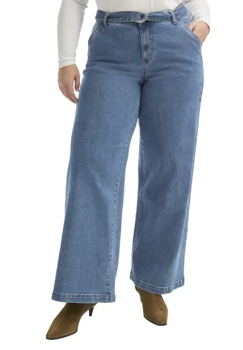 Curvie Fit High Waisted Wide Leg Utility Jean