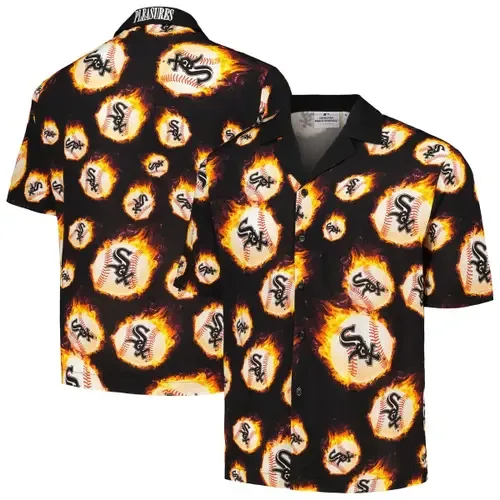 Pleasures Chicago White Sox Flame Fireball Button-Up Shirt by PLEASURES